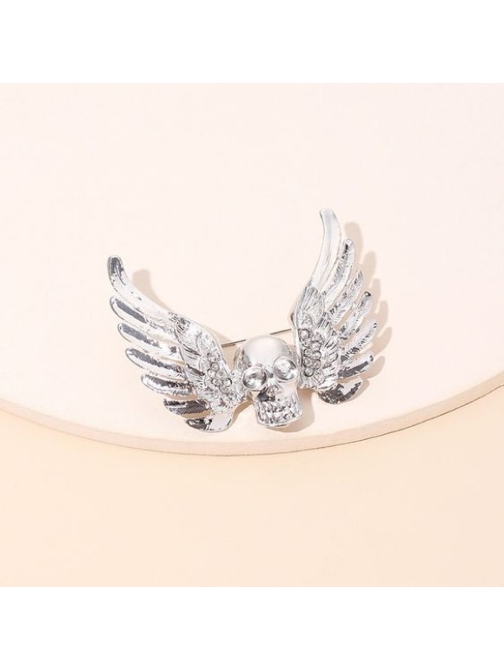 Skull and Wings Silver Pin